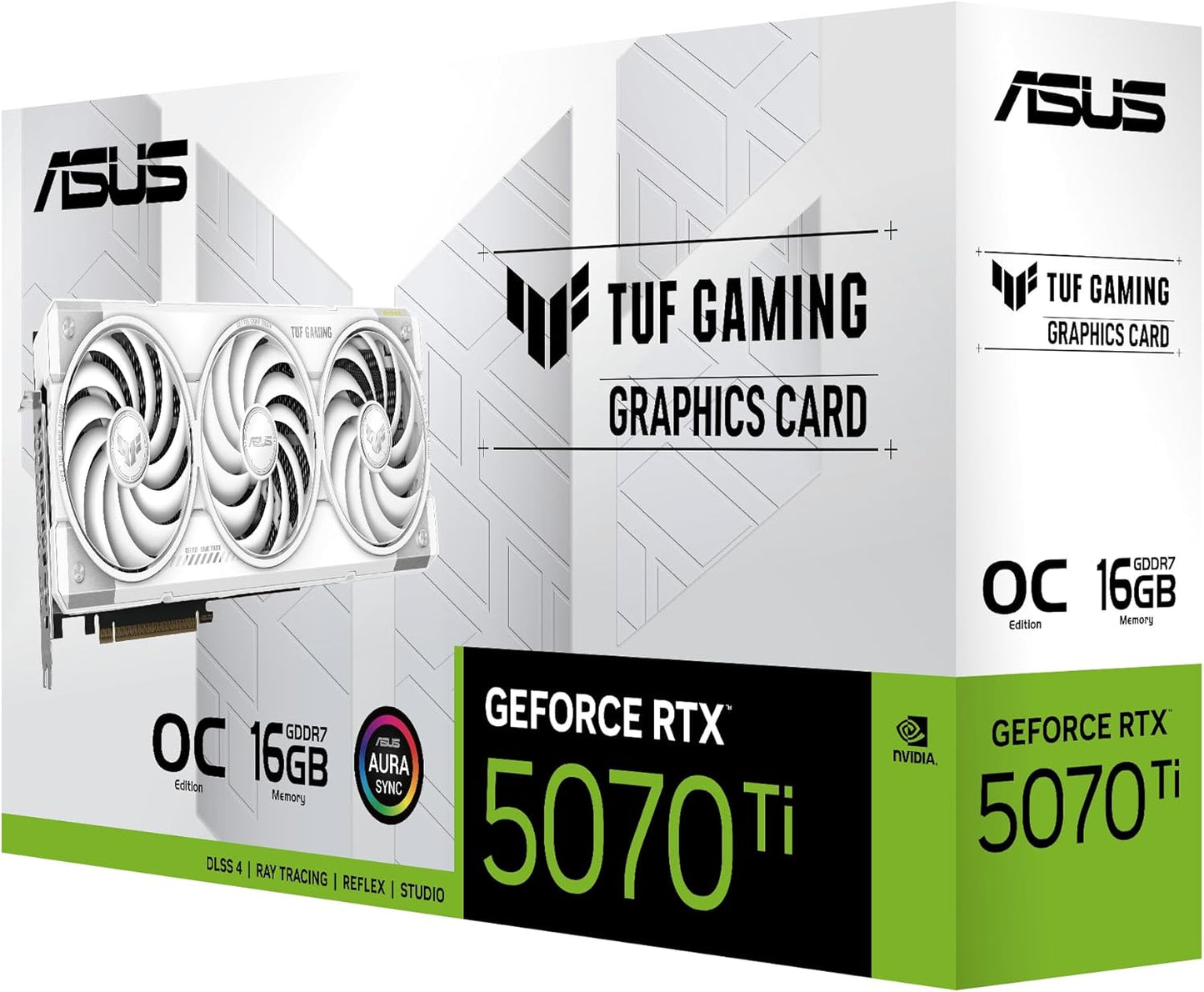 ASUS TUF Gaming GeForce RTX ™ 5070 Ti 16GB GDDR7 White OC Edition Gaming Graphics Card (PCIe® 5.0, HDMI®/DP 2.1, 3.125-slot, Military-Grade Components, Protective PCB Coating, axial-tech Fans) Elite