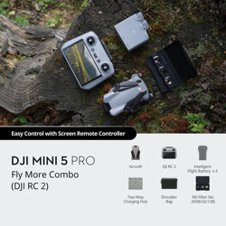 DJI Mini 5 Pro Fly More Combo Drone 1-Inch CMOS Nightscape Camera Obstacle Sensing Beginner-Friendly Includes Remote Control Elite