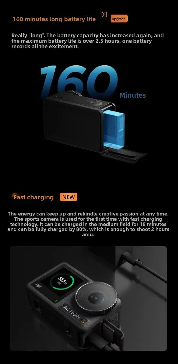 DJI  Action 3 Standard  With Quick-release Design for Easy Horizontal and Vertical Mounting 4K/120fps & Super-Wide FOV Elite