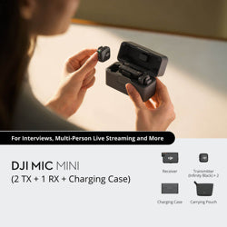 Portable Compact DJI Mic 250m Range Condenser Microphone Dual-Channel Recording 14 Hours Onboard Memory Wireless Communication Elite