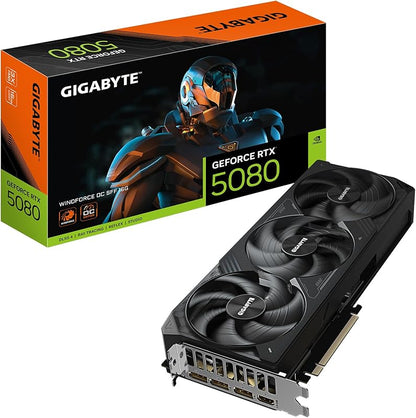 GIGABYTE GeForce RTX 5080 Gaming OC 16G Graphics Card, WINDFORCE Cooling System, 16GB 256-bit GDDR7, GV-N5080GAMING OC-16GD Video Card Elite