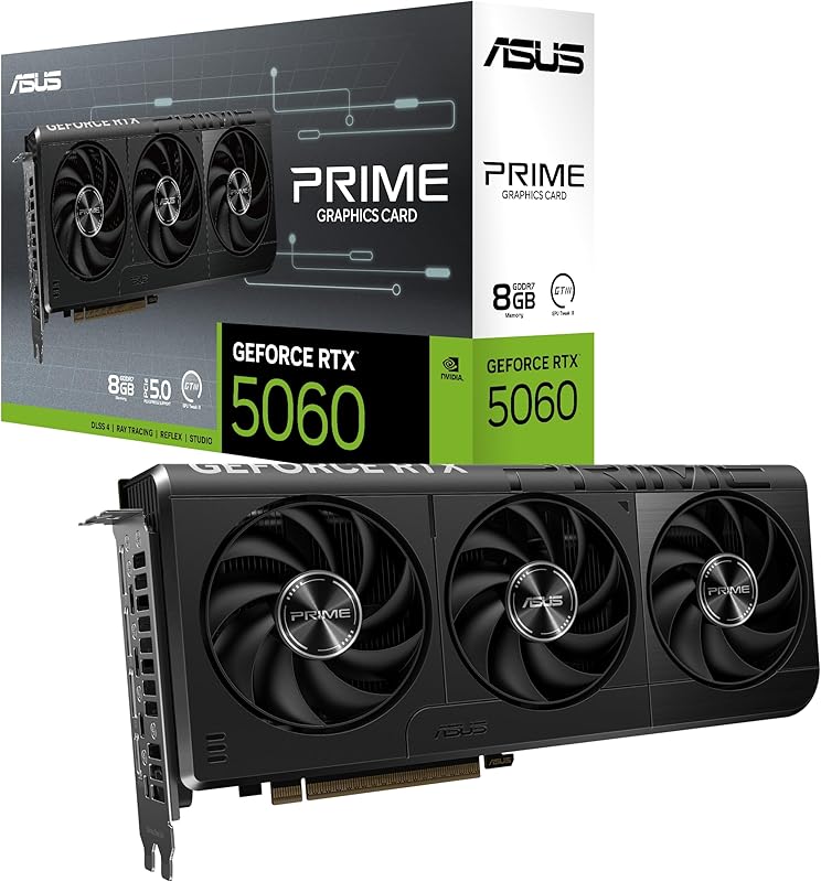 ASUS Dual GeForce RTX™ 5060 8GB GDDR7 OC Edition (PCIe 5.0, 8GB GDDR7, DLSS 4, HDMI 2.1b, DisplayPort 2.1b, 2.5-Slot Design, Axial-tech Fan Design, 0dB Technology, and More) Elite