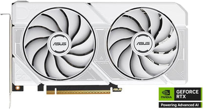 ASUS Dual GeForce RTX™ 5060 8GB GDDR7 White Edition (PCIe 5.0, 8GB GDDR7, DLSS 4, HDMI 2.1b, DisplayPort 2.1b, 2.5-Slot, Axial-tech Fan Design, 0dB Technology, Dual BIOS and More) Elite