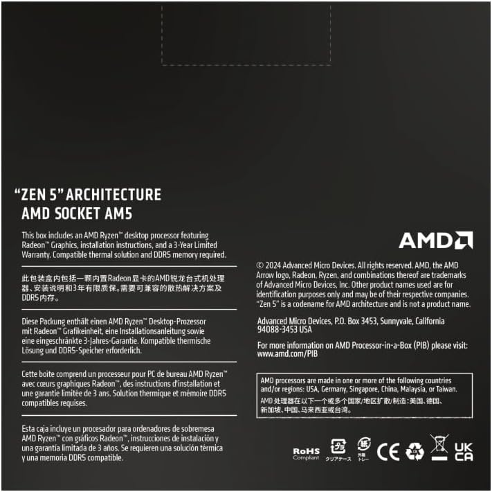 AMD Ryzen™ 7 9700X 8-Core, 16-Thread Unlocked Desktop Processor Elite