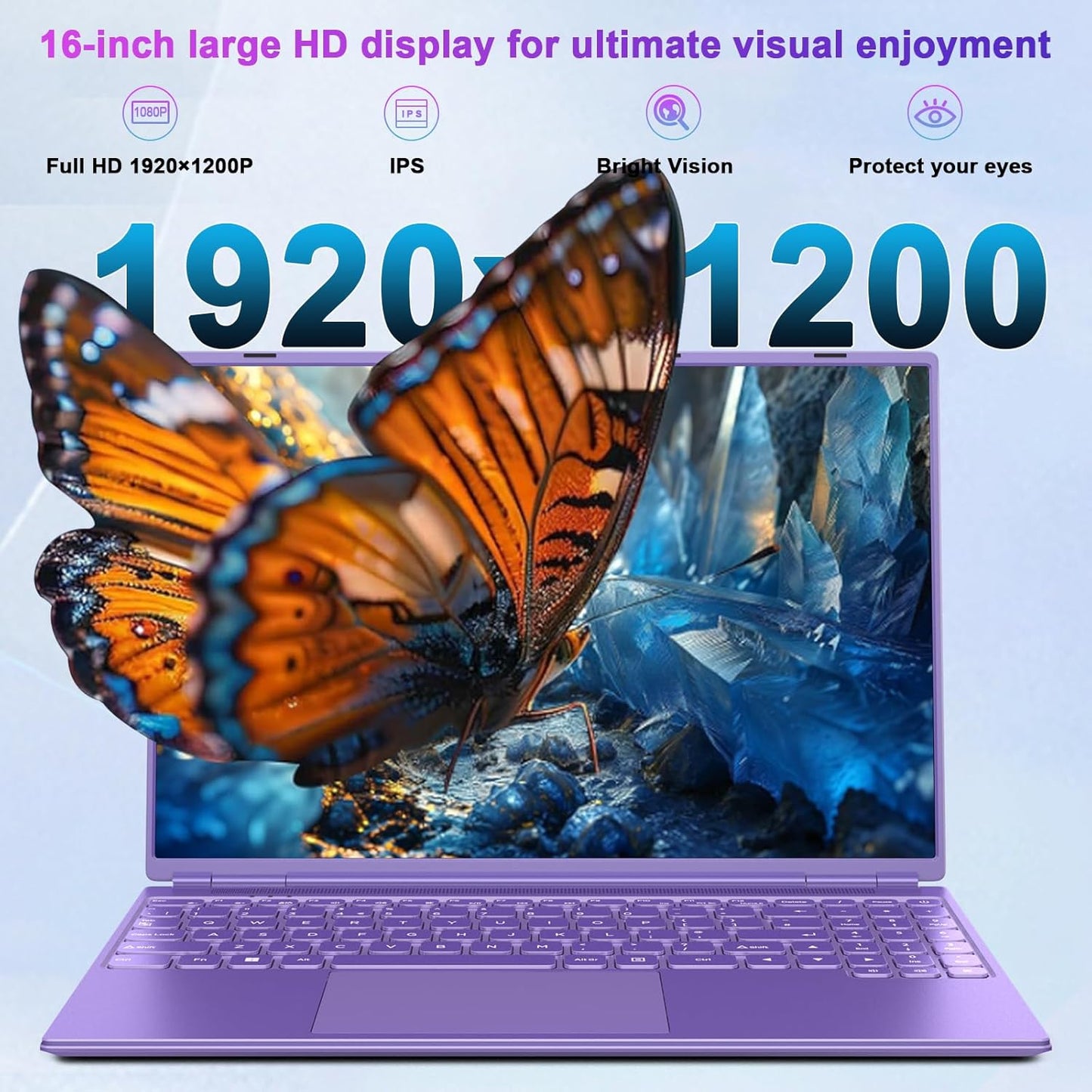 2025 16 Inch Gaming Laptop N5095 (Up to 2.9 GHz) 12GB+512GB SSD Support 1TB Expand Win 11 Laptops 1920 * 1200 FHD Screen 5G WiFi BT 4.2 Webcam Cooling Fan Numeric Keypad-Purple Elite