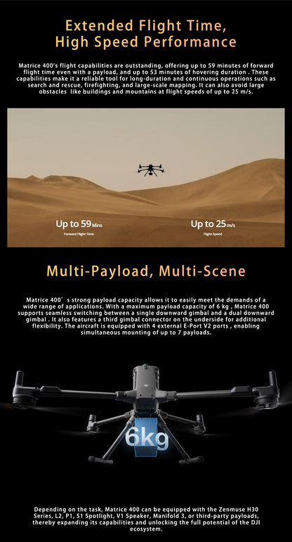stock DJI Matrice 400 Worry-Free Plus Combo RTK Dron Support 6KG Multi-Payload With LiDdar Power-Line-Level Obstacle Sensing Elite