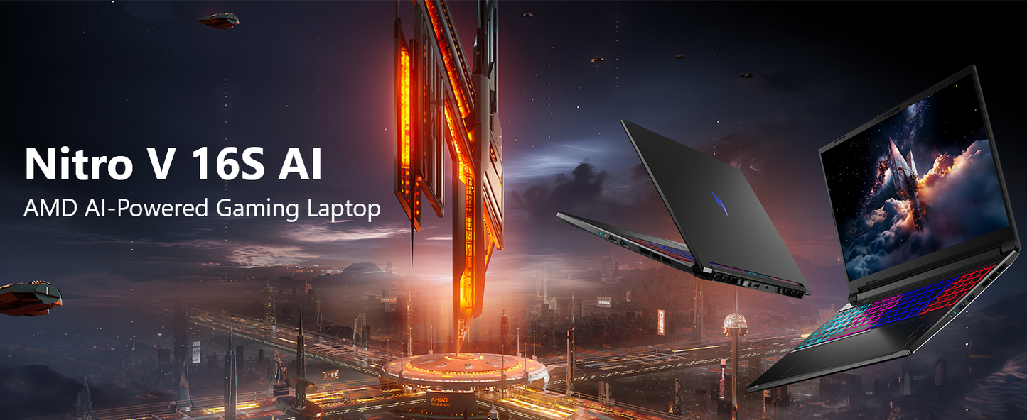 Acer Nitro V 16S AI Gaming Laptop | AMD Ryzen 7 260 Processor | NVIDIA GeForce RTX 5060 Laptop GPU (572 AI Tops) | 16" WUXGA IPS 180Hz Display | 32GB DDR5 | 1TB Gen 4 SSD | Wi-Fi 6 | ANV16S-41-R2AJ Elite