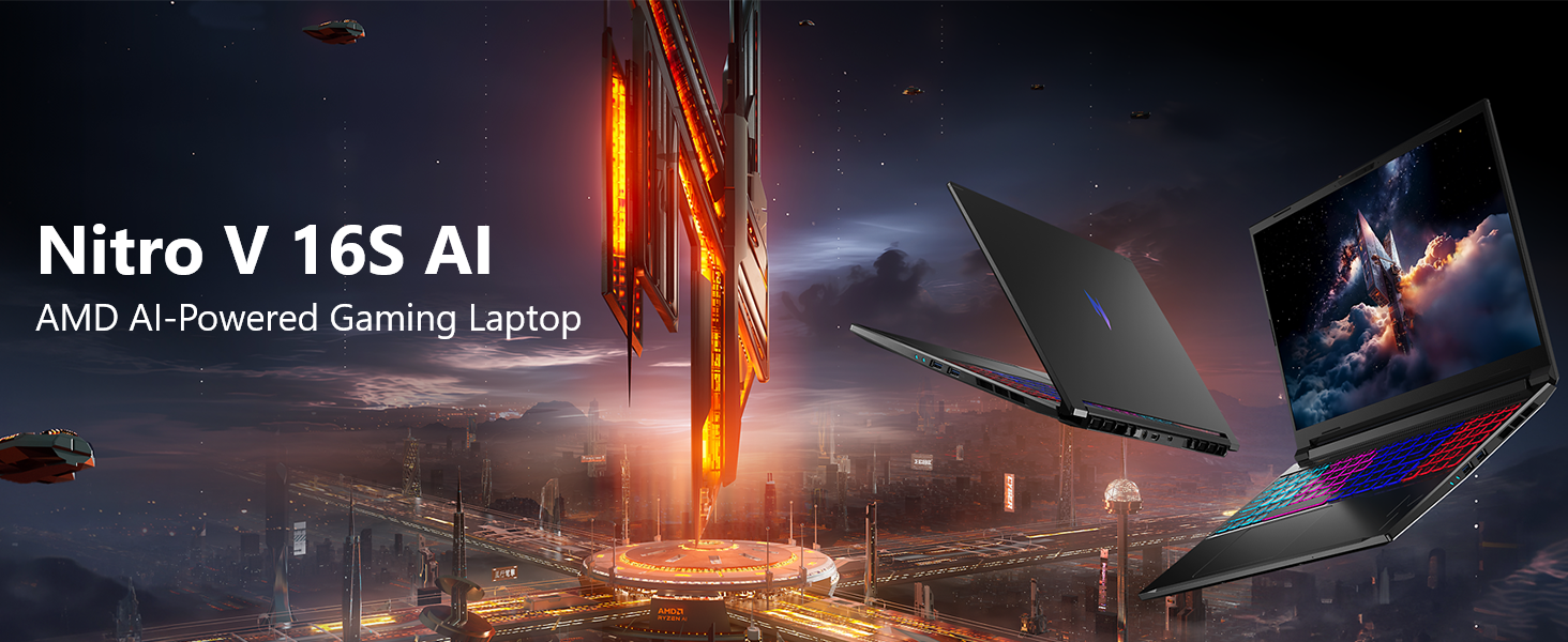 Acer Nitro V 16S AI Gaming Laptop | AMD Ryzen 7 260 Processor | NVIDIA GeForce RTX 5060 Laptop GPU (572 AI Tops) | 16" WUXGA IPS 180Hz Display | 32GB DDR5 | 1TB Gen 4 SSD | Wi-Fi 6 | ANV16S-41-R2AJ Elite