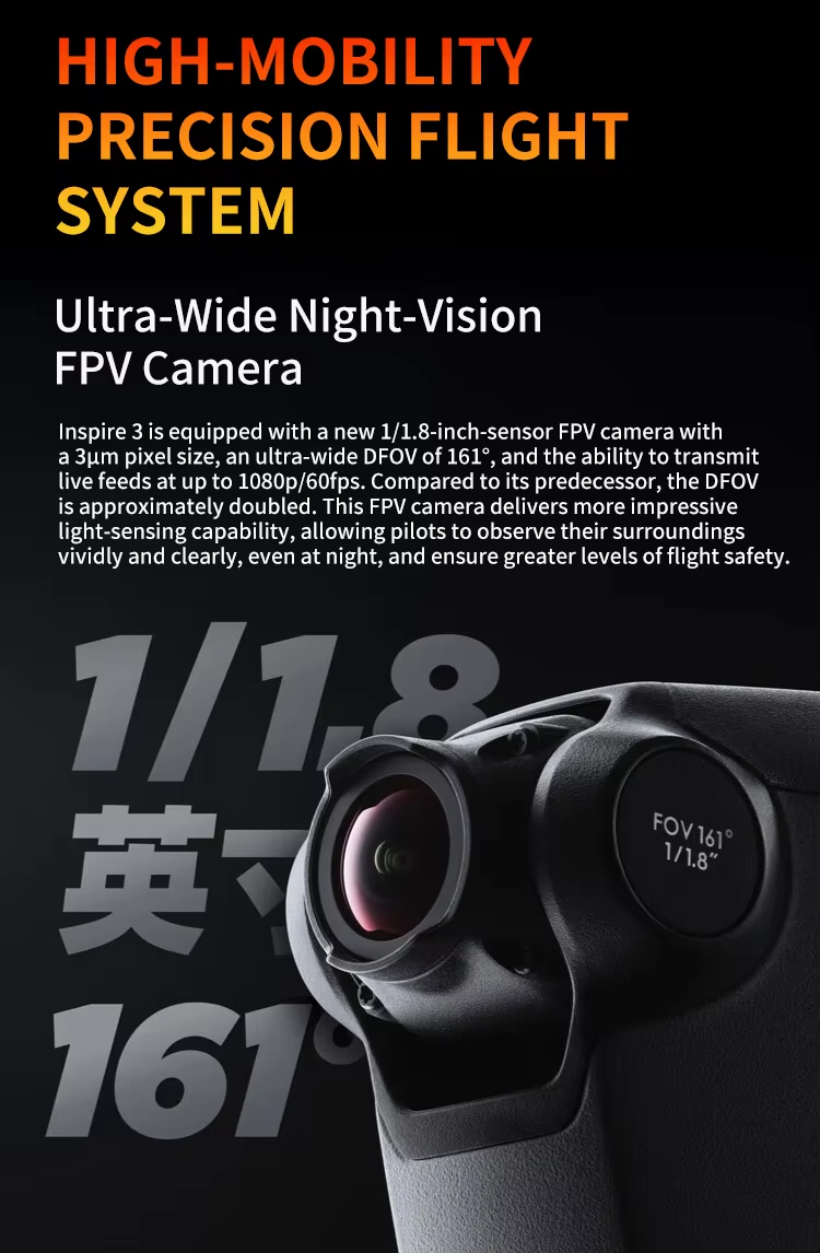 DJI Inspire 3 Camera Drone with Centimeter-Level RTK Positioning and Waypoint Pro Full-frame 8K/25fps CinemaDNG Dual Native ISO Elite