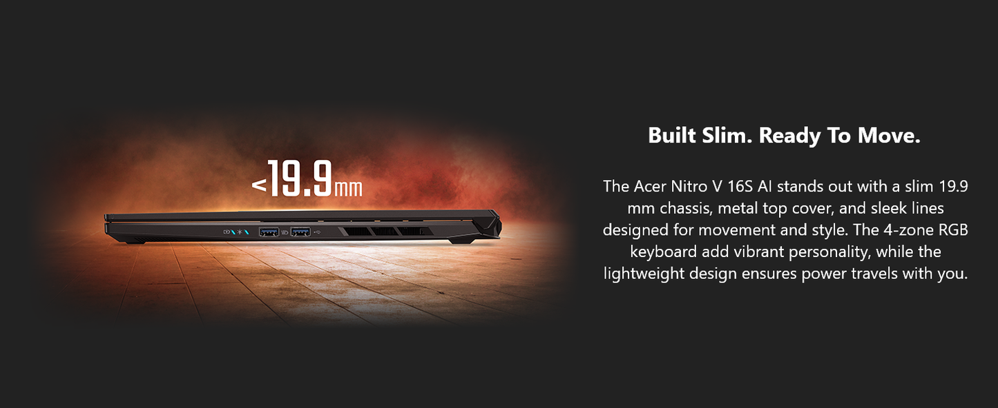 Acer Nitro V 16S AI Gaming Laptop | AMD Ryzen 7 260 Processor | NVIDIA GeForce RTX 5060 Laptop GPU (572 AI Tops) | 16" WUXGA IPS 180Hz Display | 32GB DDR5 | 1TB Gen 4 SSD | Wi-Fi 6 | ANV16S-41-R2AJ Elite