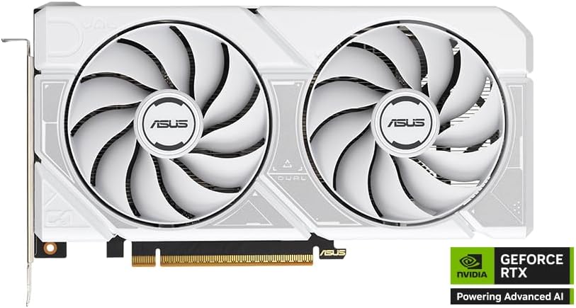ASUS Dual GeForce RTX™ 5060 8GB GDDR7 White Edition (PCIe 5.0, 8GB GDDR7, DLSS 4, HDMI 2.1b, DisplayPort 2.1b, 2.5-Slot, Axial-tech Fan Design, 0dB Technology, Dual BIOS and More) Elite