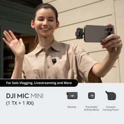 Portable Compact DJI Mic 250m Range Condenser Microphone Dual-Channel Recording 14 Hours Onboard Memory Wireless Communication Elite