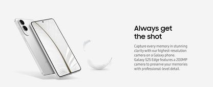 SAMSUNG Galaxy S25 Edge Cell Phone, 256 GB AI Smartphone, Unlocked Android, Night Video, Fast Processor, ProScaler Display, All-Day Battery, 2025, US 1 Yr Manufacturer Warranty, Titanium Silver Elite