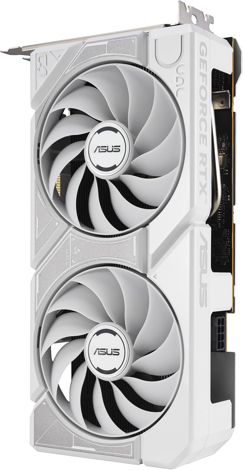 ASUS Dual GeForce RTX™ 5060 8GB GDDR7 White Edition (PCIe 5.0, 8GB GDDR7, DLSS 4, HDMI 2.1b, DisplayPort 2.1b, 2.5-Slot, Axial-tech Fan Design, 0dB Technology, Dual BIOS and More) Elite