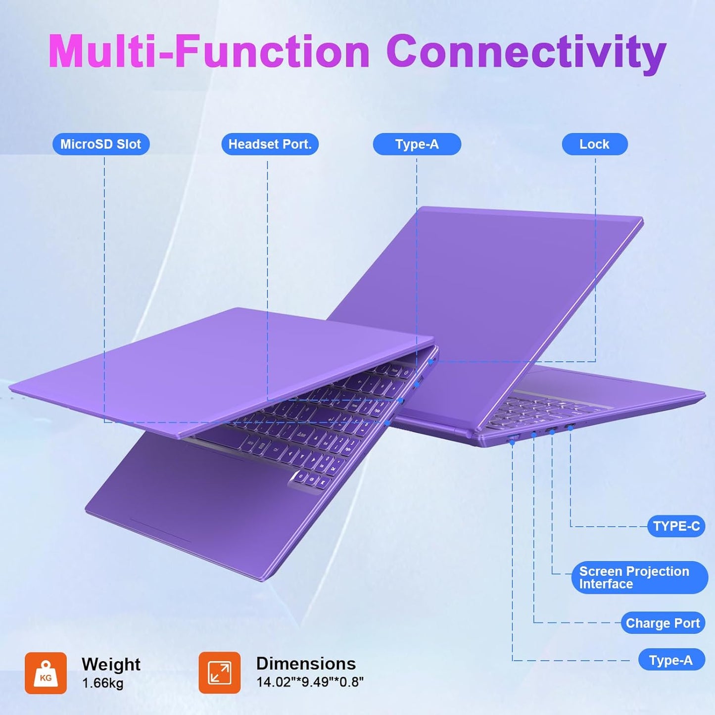 2025 16 Inch Gaming Laptop N5095 (Up to 2.9 GHz) 12GB+512GB SSD Support 1TB Expand Win 11 Laptops 1920 * 1200 FHD Screen 5G WiFi BT 4.2 Webcam Cooling Fan Numeric Keypad-Purple Elite