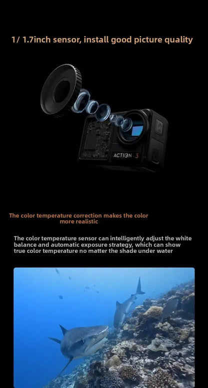 DJI  Action 3 Standard  With Quick-release Design for Easy Horizontal and Vertical Mounting 4K/120fps & Super-Wide FOV Elite