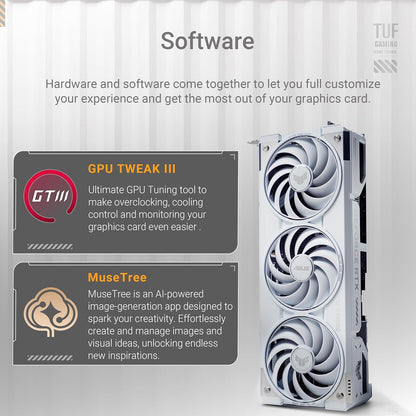 ASUS TUF Gaming GeForce RTX ™ 5070 Ti 16GB GDDR7 White OC Edition Gaming Graphics Card (PCIe® 5.0, HDMI®/DP 2.1, 3.125-slot, Military-Grade Components, Protective PCB Coating, axial-tech Fans) Elite