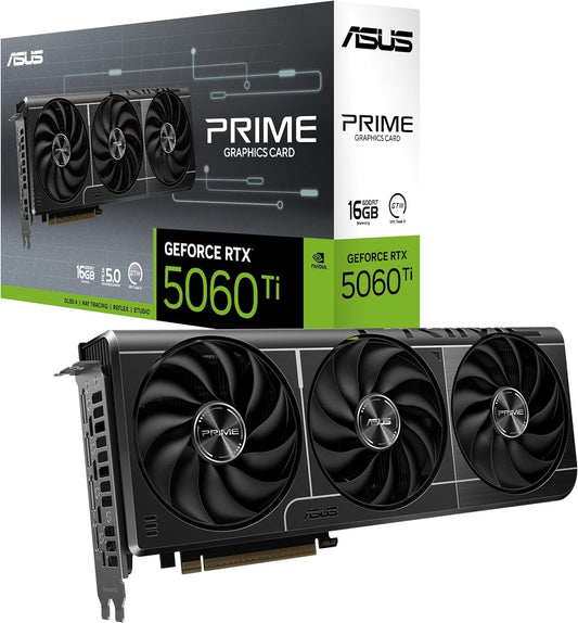 ASUS The SFF-Ready Prime GeForce RTX™ 5060 Ti 16GB GDDR7 Graphics Card (PCIe® 5.0, 16GB GDDR7, HDMI®/DP 2.1, 2.5-Slot, Axial-tech Fans, Dual BIOS) Elite