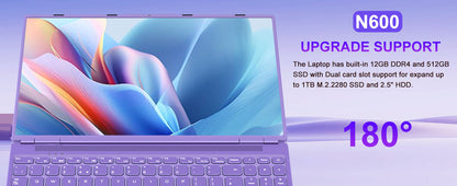 2025 16 Inch Gaming Laptop N5095 (Up to 2.9 GHz) 12GB+512GB SSD Support 1TB Expand Win 11 Laptops 1920 * 1200 FHD Screen 5G WiFi BT 4.2 Webcam Cooling Fan Numeric Keypad-Purple Elite